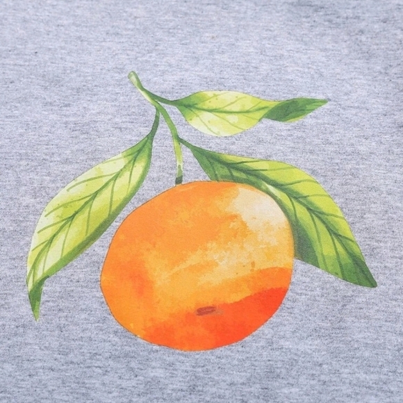 New Shein Baby 12-18 mos Orange Fruit Cotton Blend Outfit, Gray 12 - 18 months - Picture 2 of 8